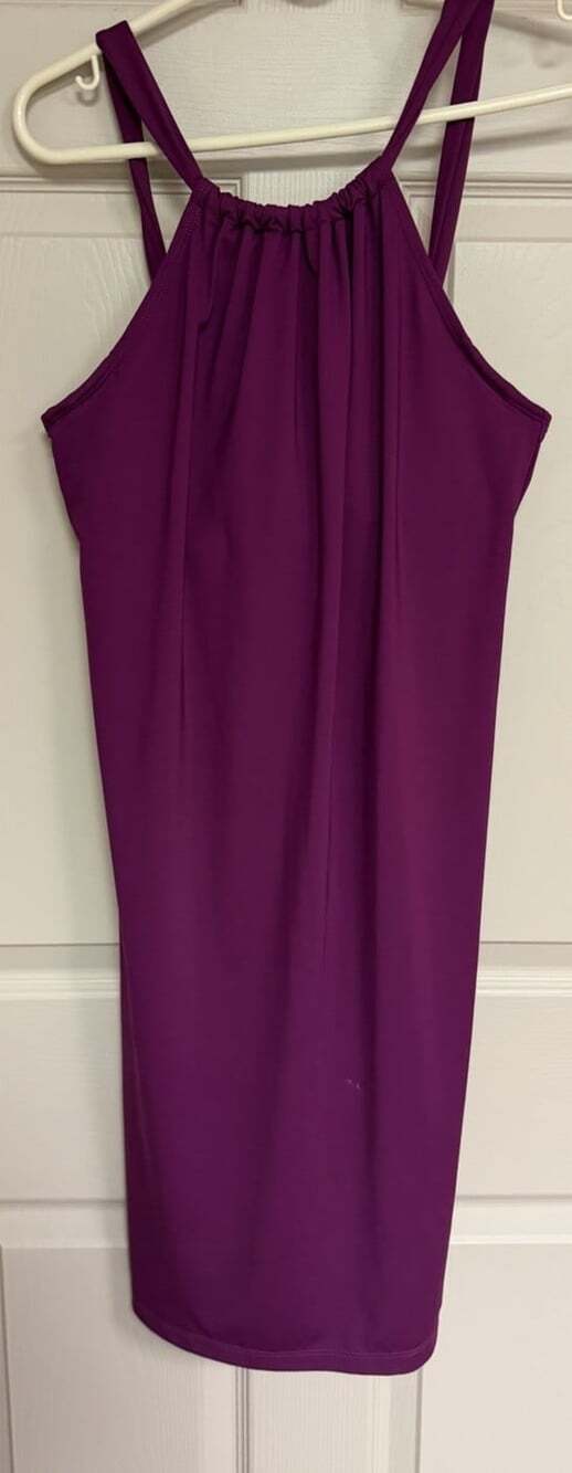 Athleta Swim Dress Womens Medium Purple Plum Halter Neck Built-in Shelf Bra